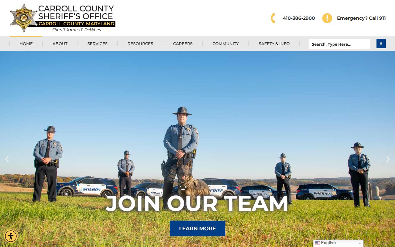 Carroll County Sheriff's Office homepage for police records