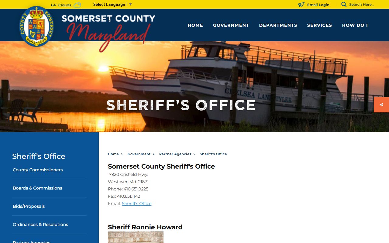 Somerset County Sheriff's Office website for police records