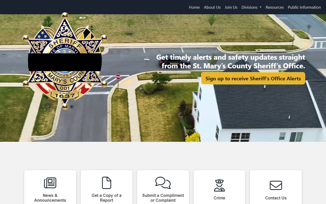 St. Mary's County Sheriff's Office website for police records