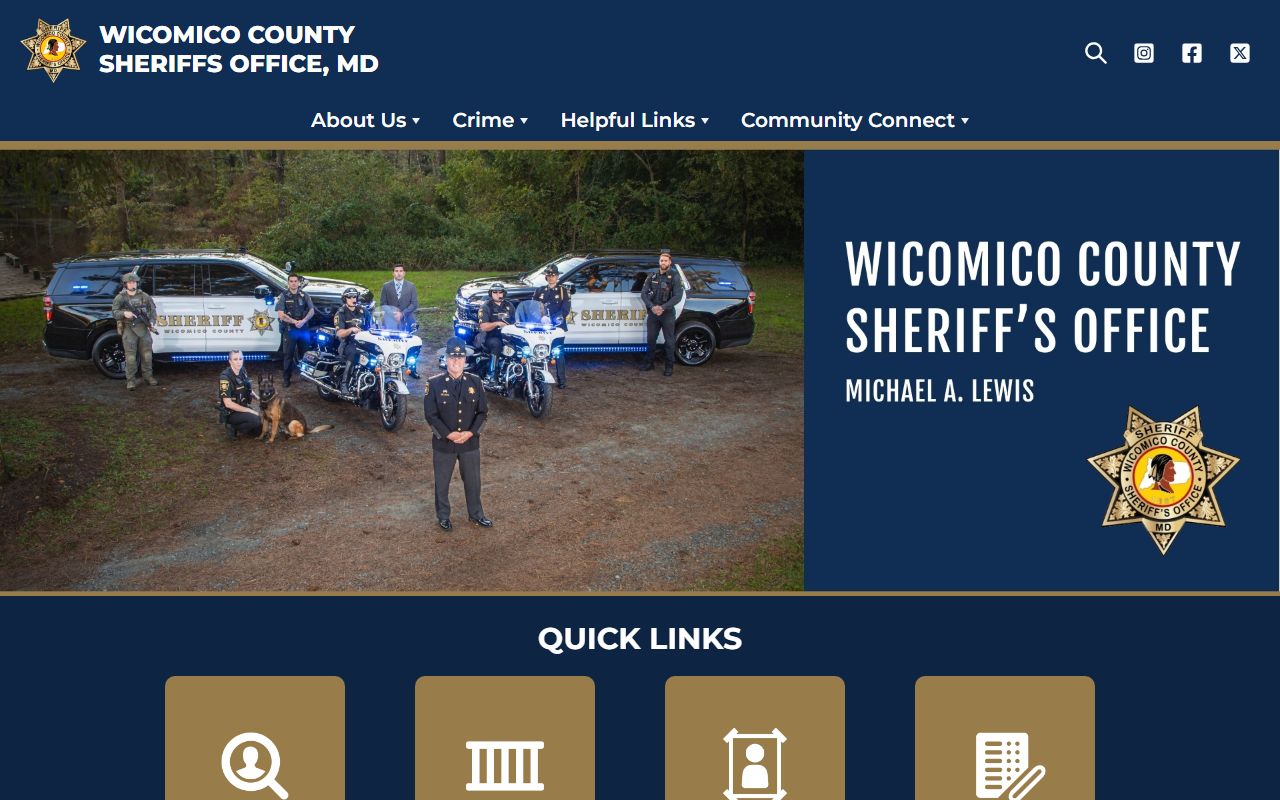Wicomico County Sheriff's Office website for police records